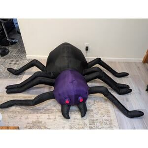 Huge Chrisha Creations Inflatable Lighted Black and Purple Spider 5 ft x 6 ft.